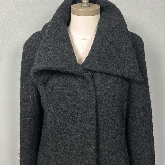 Alfani Women’s Boucle Wool Black Mid length Oversized Collar Coat size 2 - Picture 3 of 14